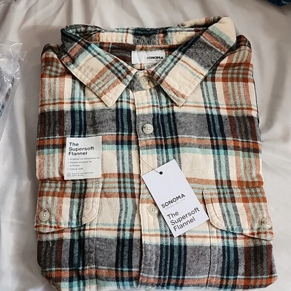 SONOMA MENS BIG & TALL flannel checked plaid NEW - Picture 2 of 2